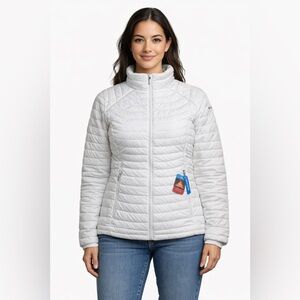 Columbia Women’s 2X WHITE OUT OMNI HEAT Jacket Zippered Hand Pockets White